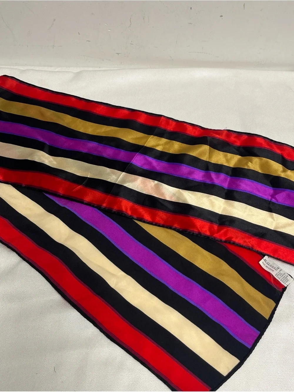 Vintage Echo 100% Silk Scarf Mod 60s/70s Long Striped Bold Japan  44”x8”